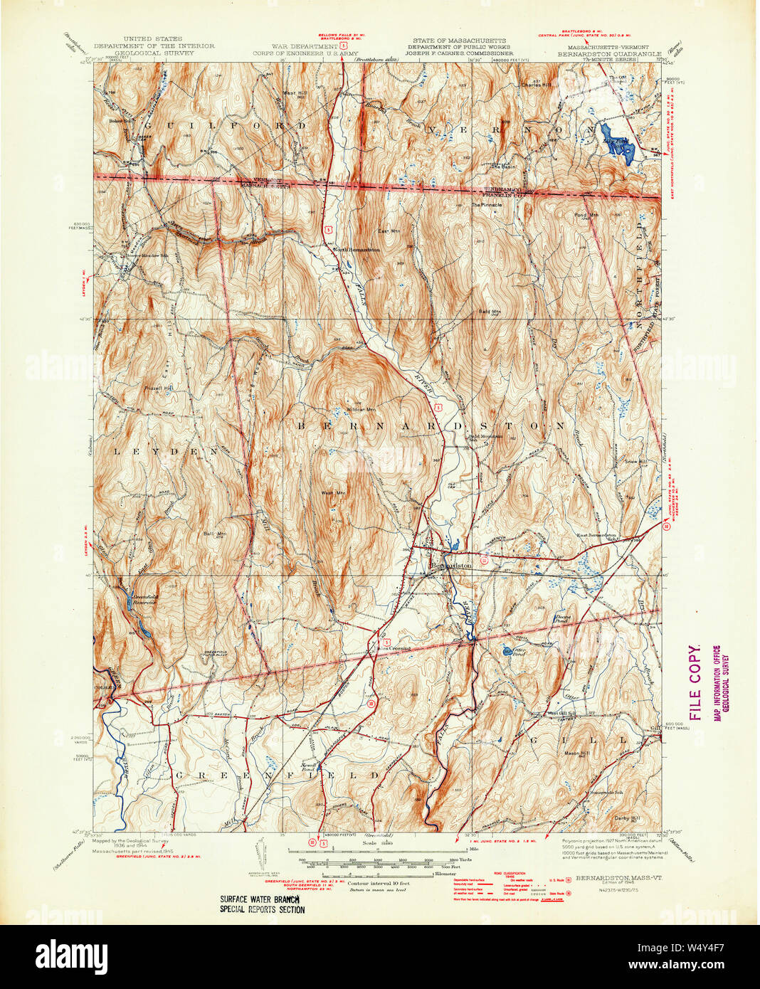 Massachusetts USGS Historical Topo Map MA Bernardston 351541 1946 31680