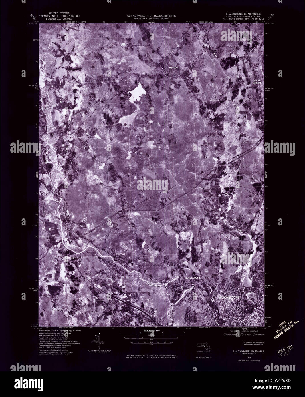 Massachusetts USGS Historical Topo Map MA Blackstone 350854 1977 25000