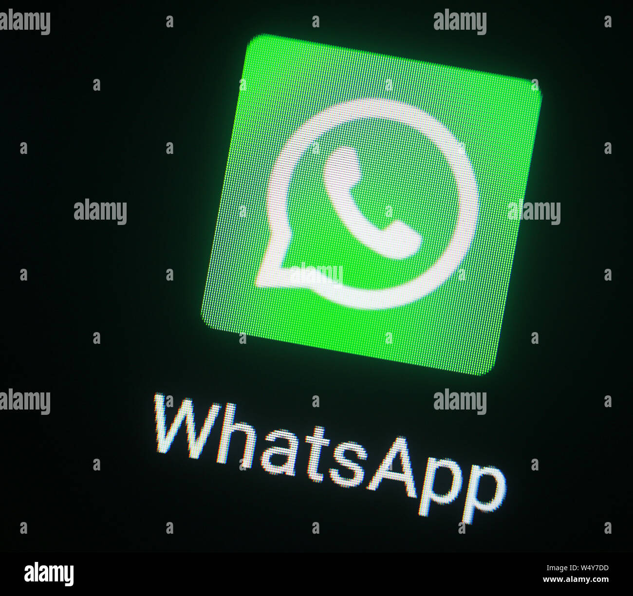 WhatsApp application icon on computer display Stock Photo Alamy
