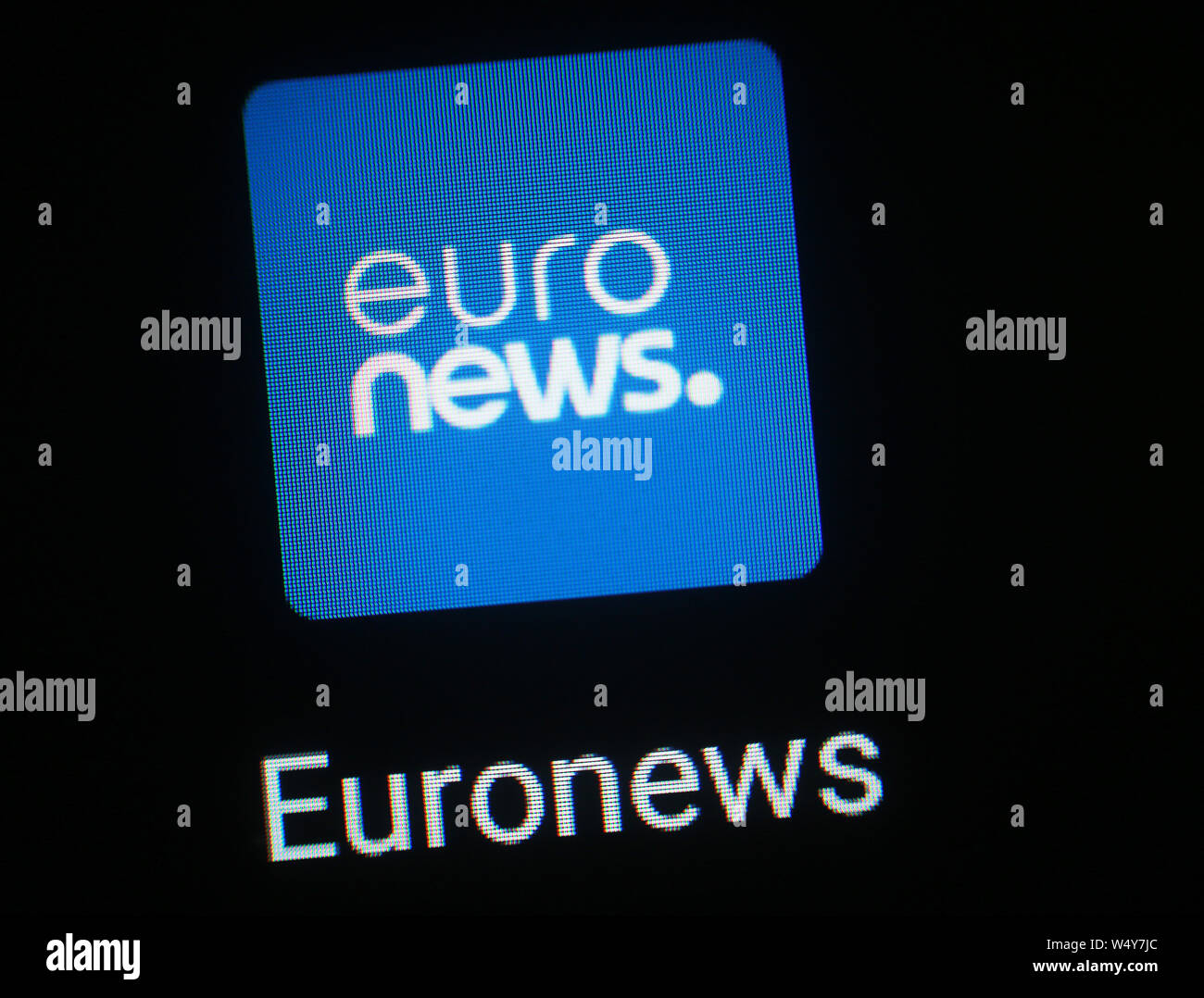 Euronews application icon on computer display Stock Photo