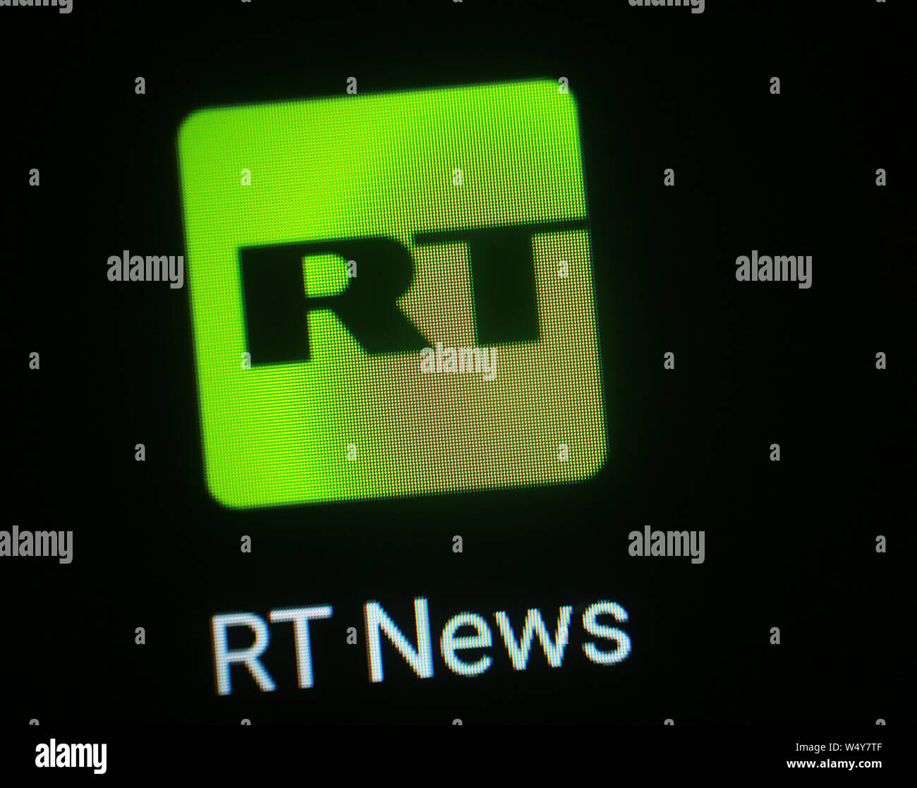 RT News (Russia Today News) application icon on computer display Stock Photo