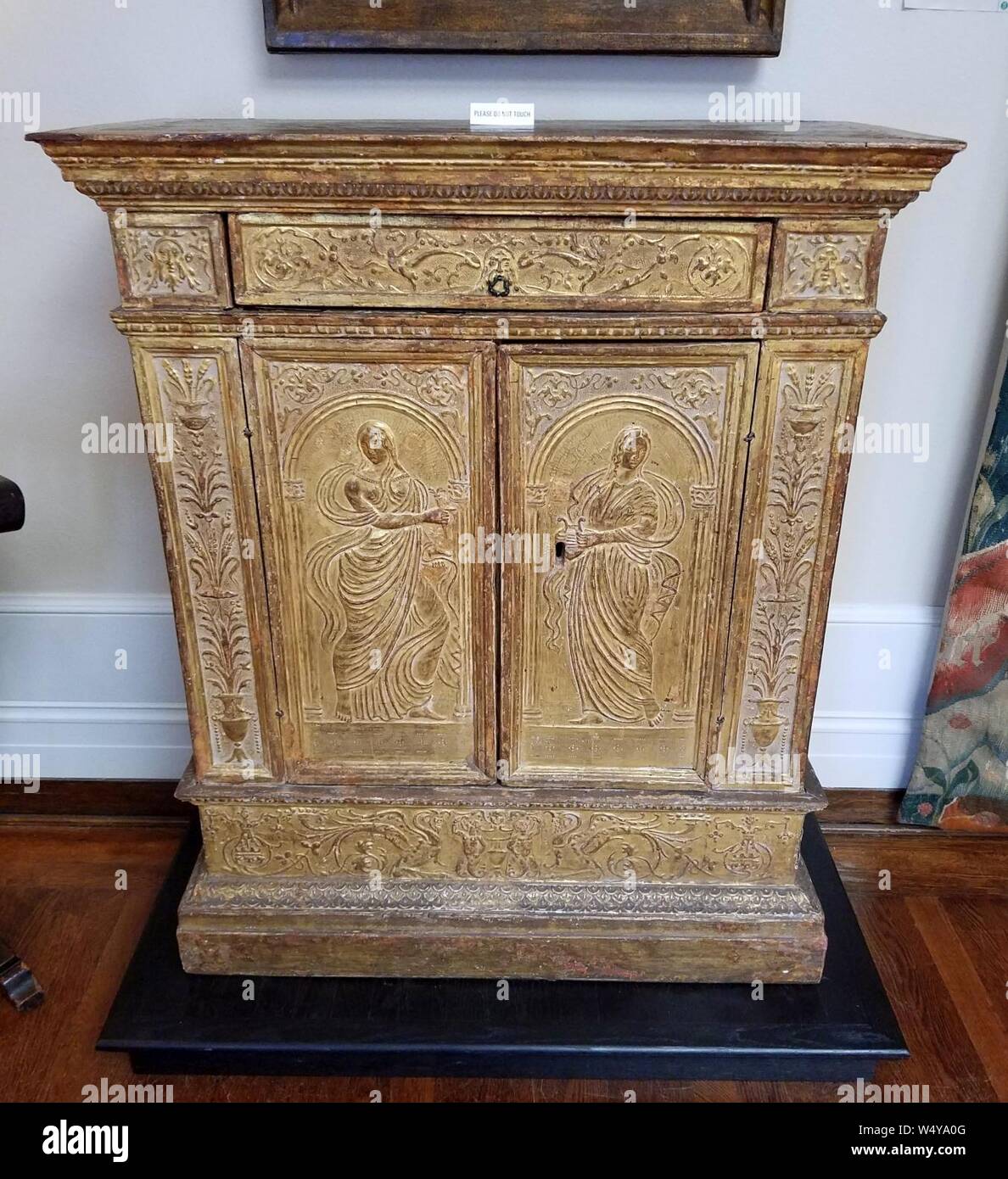 Credenza (cabinet), Italy, 1550-1600 with later elements, walnut, gesso,  gilding, wrought iron Stock Photo - Alamy