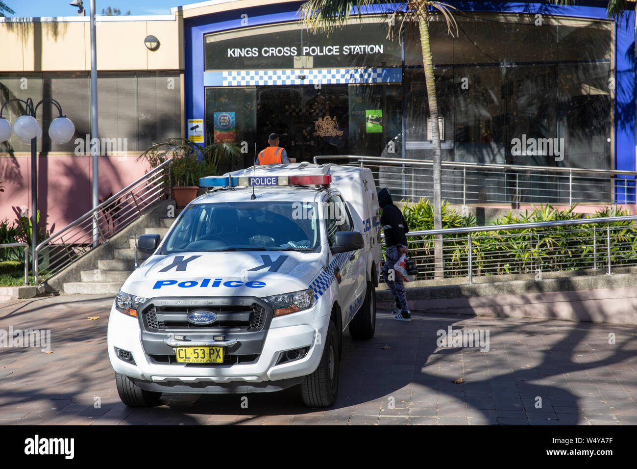 Kings Cross Sydney, police station and police car truck in kings cross,Sydney,NSW,Australia Stock Photo