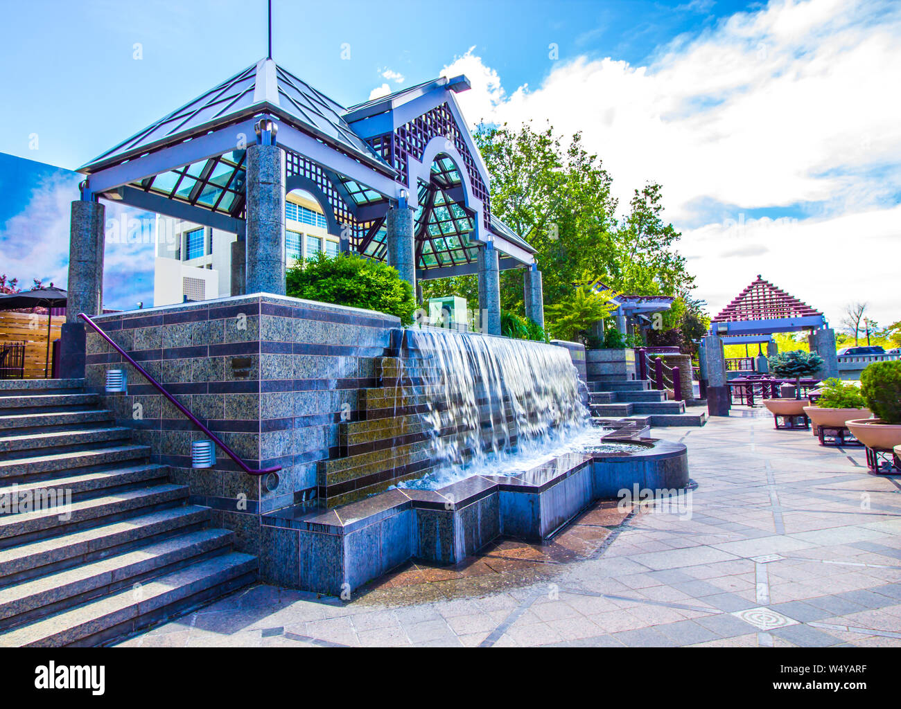 Waterfall Fountain In Reno, Nevada Stock Photo Alamy