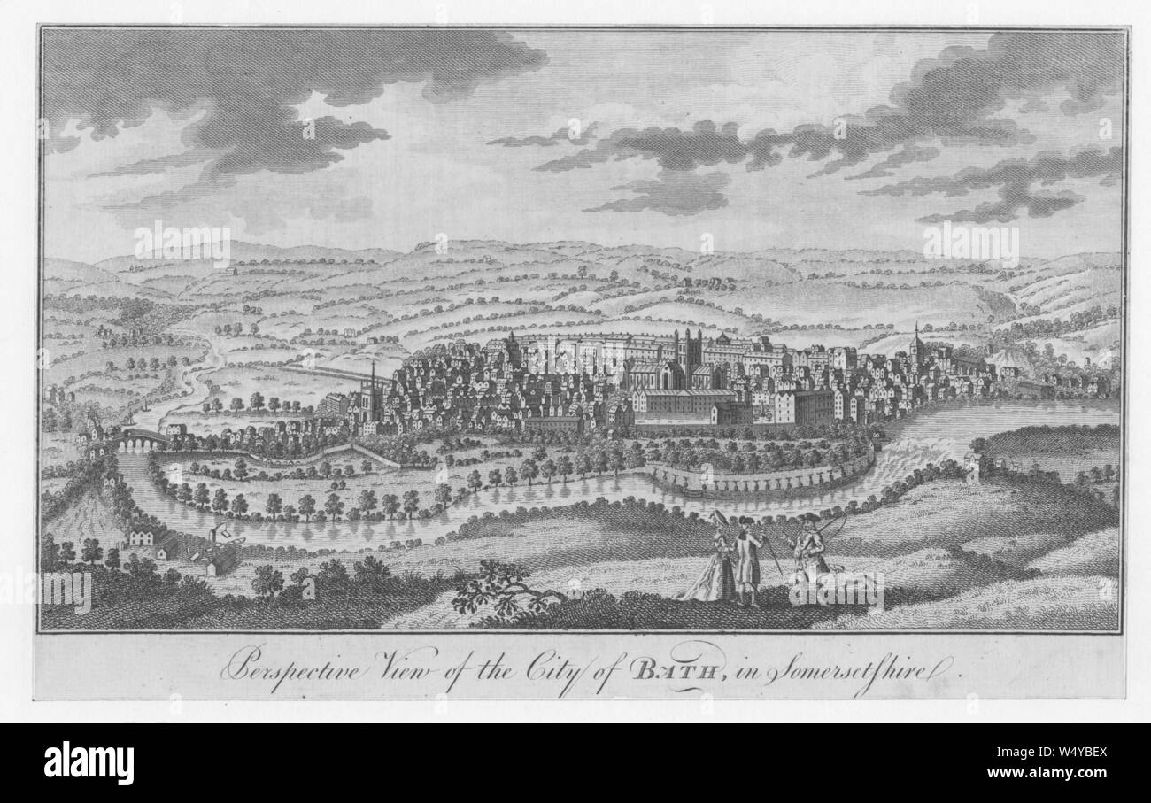 Perspective view of the City of Bath in the county of Somerset, England, 1700. From the New York