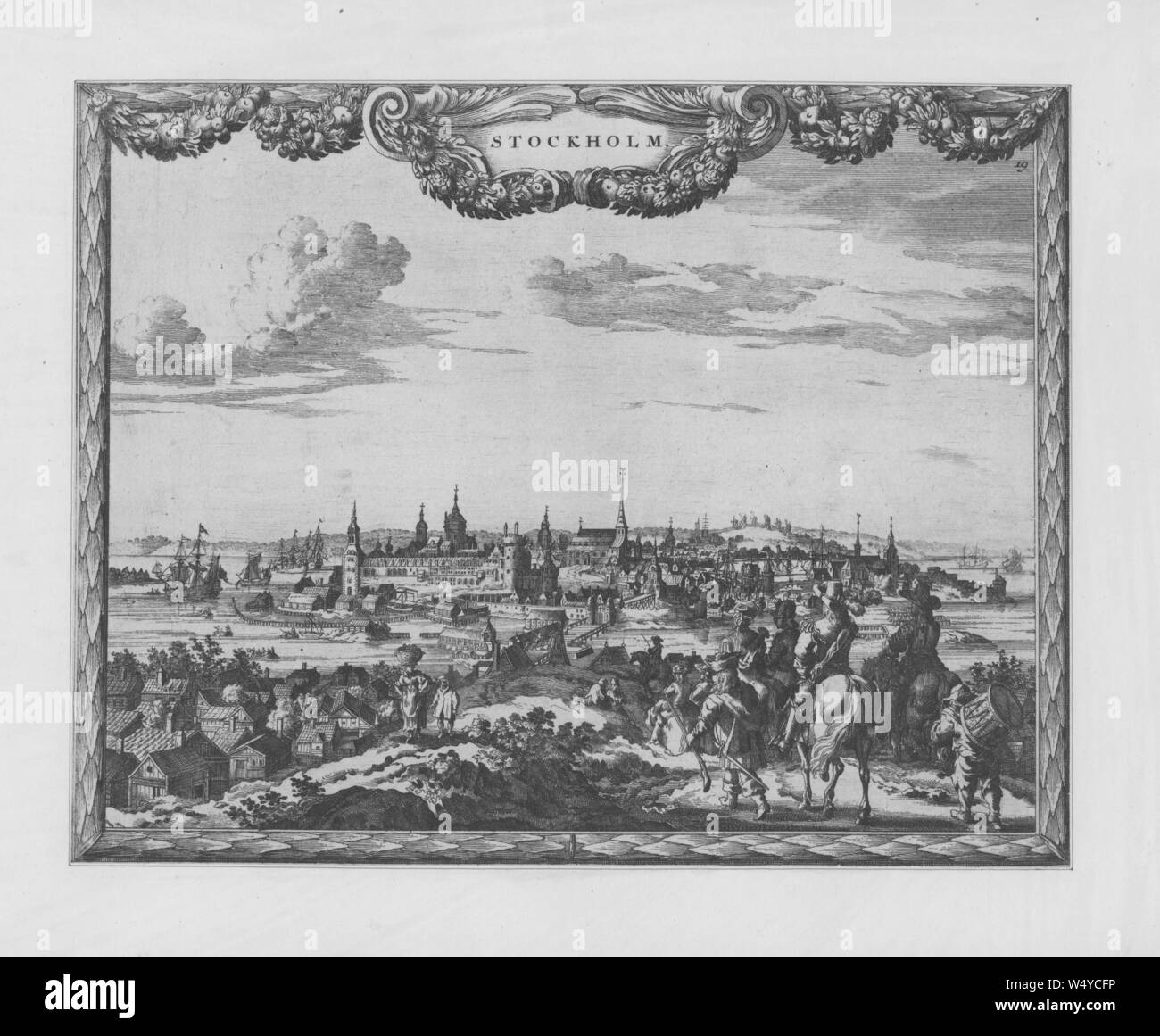 Engraving of the City of Stockholm, the capital of Sweden, 1700. From