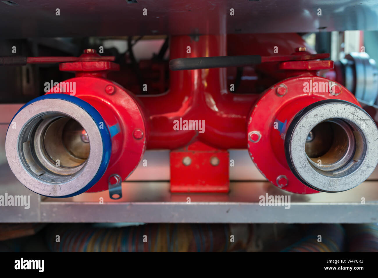 The connections for fire hoses Stock Photo Alamy