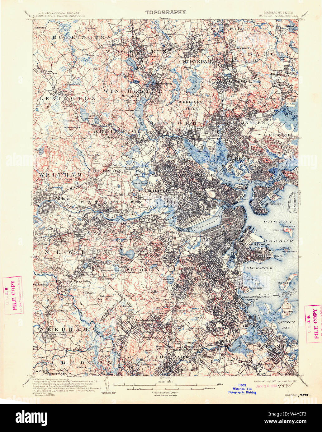 Massachusetts USGS Historical Topo Map MA Boston 352509 1903 62500