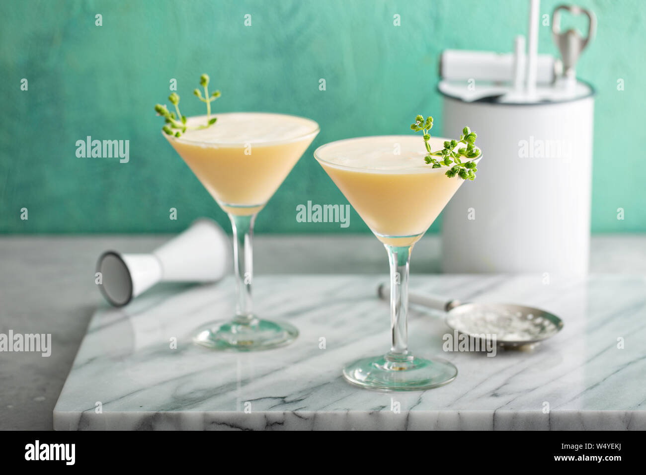 Pineapple egg white fizz cocktail with rum Stock Photo Alamy