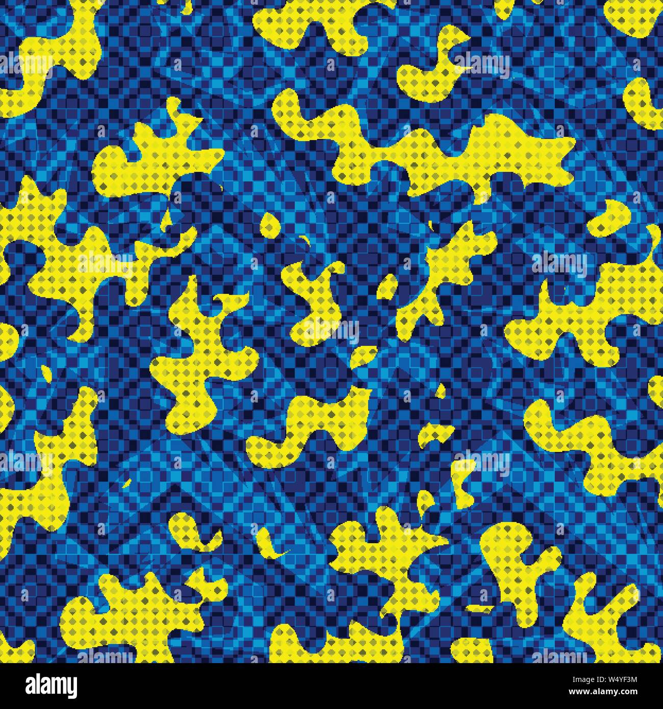 yellow spots on a blue geometric background vector illustration Stock