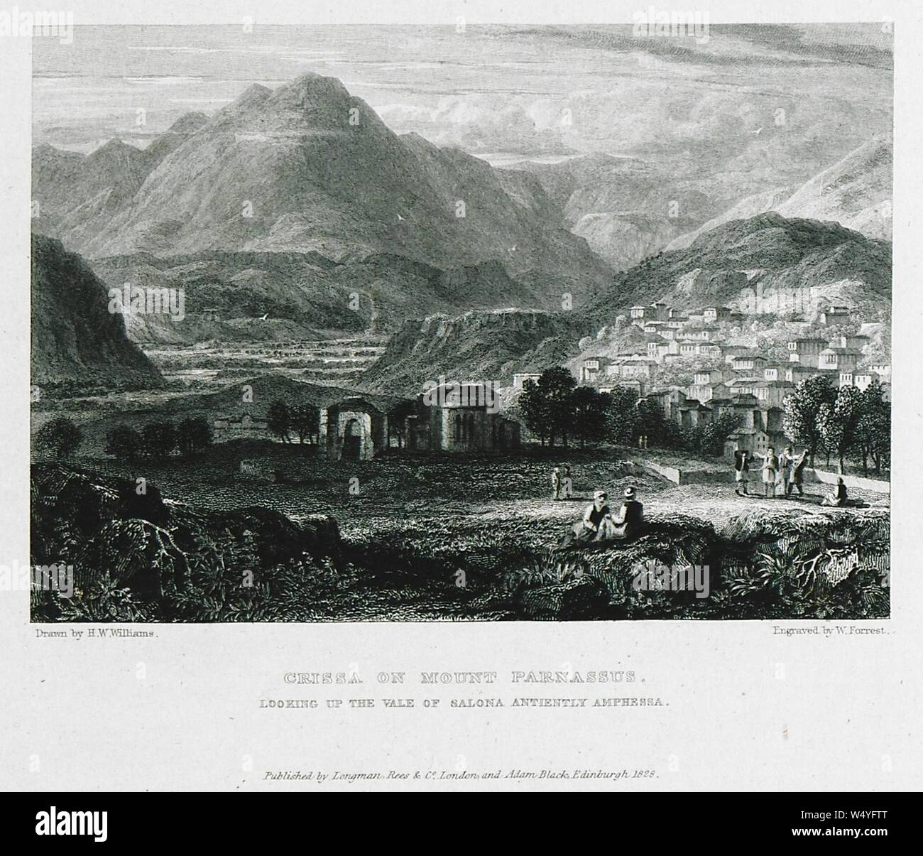 Crissa on Mount Parnassus Looking up the vale of Salona anciently Amphessa - Williams Hugh William - 1829. Stock Photo
