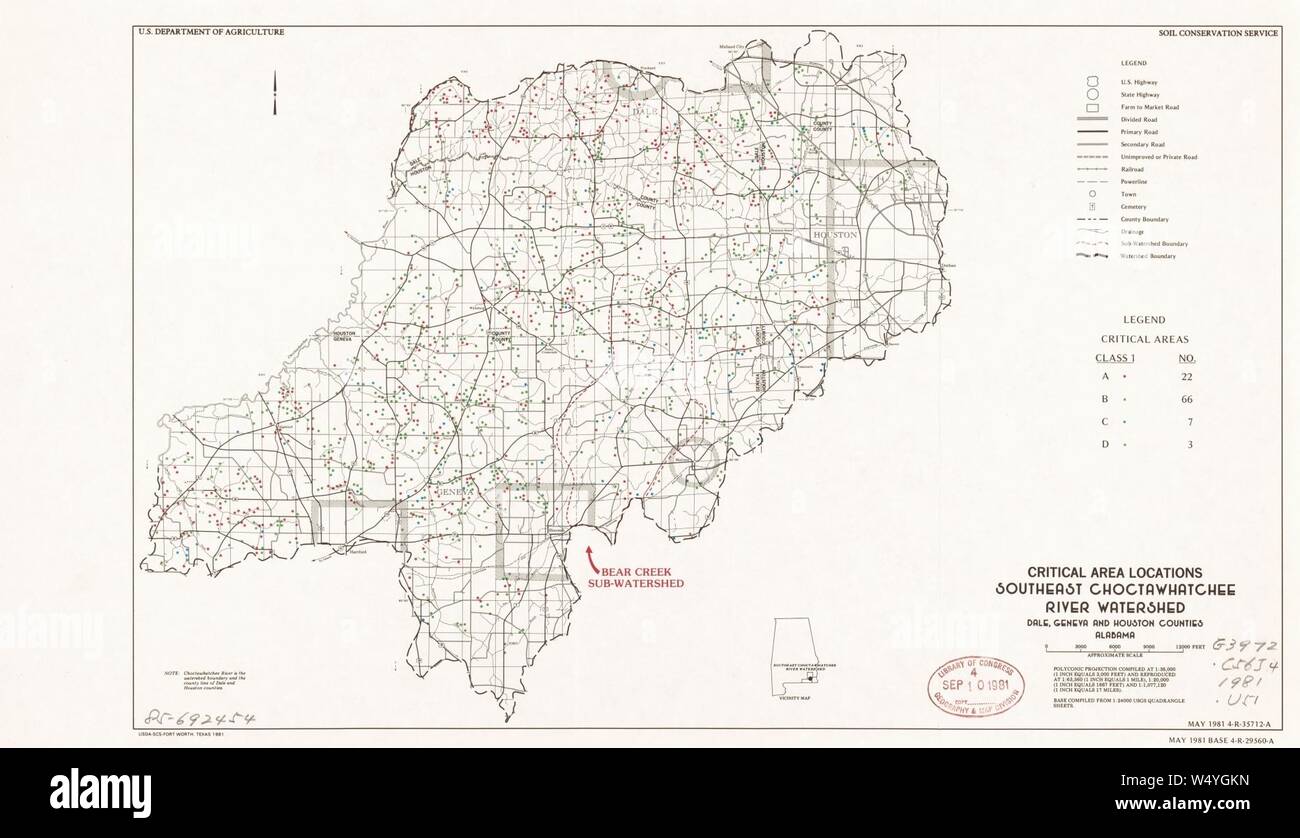 Critical area locations, southwest Choctawhatchee River Watershed, Dale