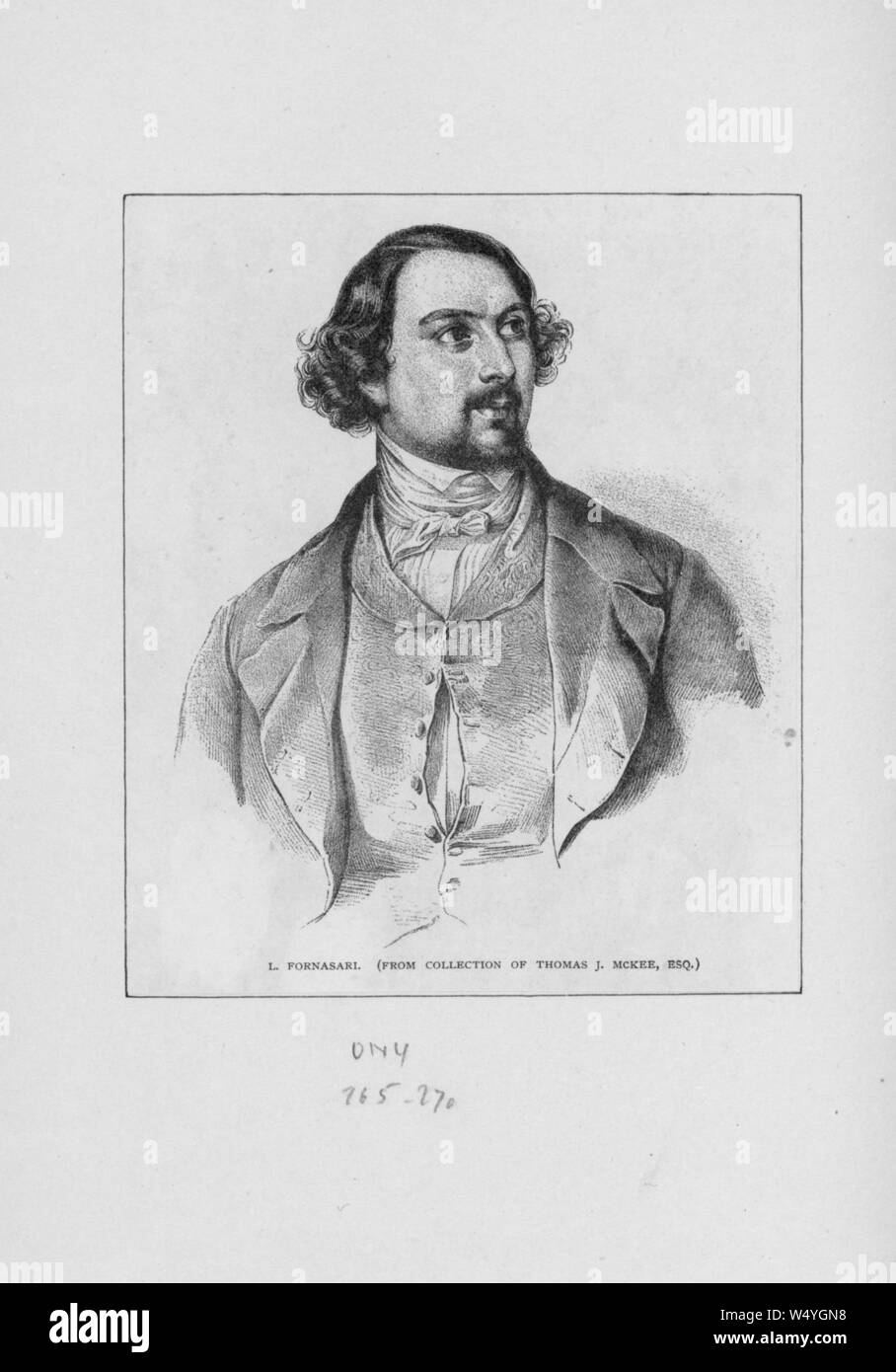 Engraved portrait of Luciano Fornasari, an Italian opera singer, 1800. () Stock Photo