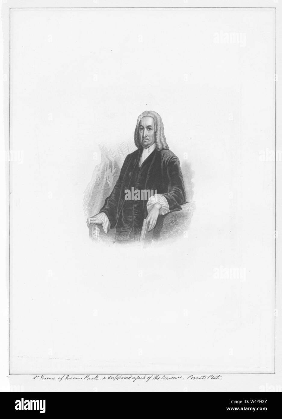 Engraved portrait of Thomas Graeme of Graeme Park, Samuel Putnam Avery collection, illustrated by Felix Henri Bracquemond, 1850. From the New York Public Library. () Stock Photo
