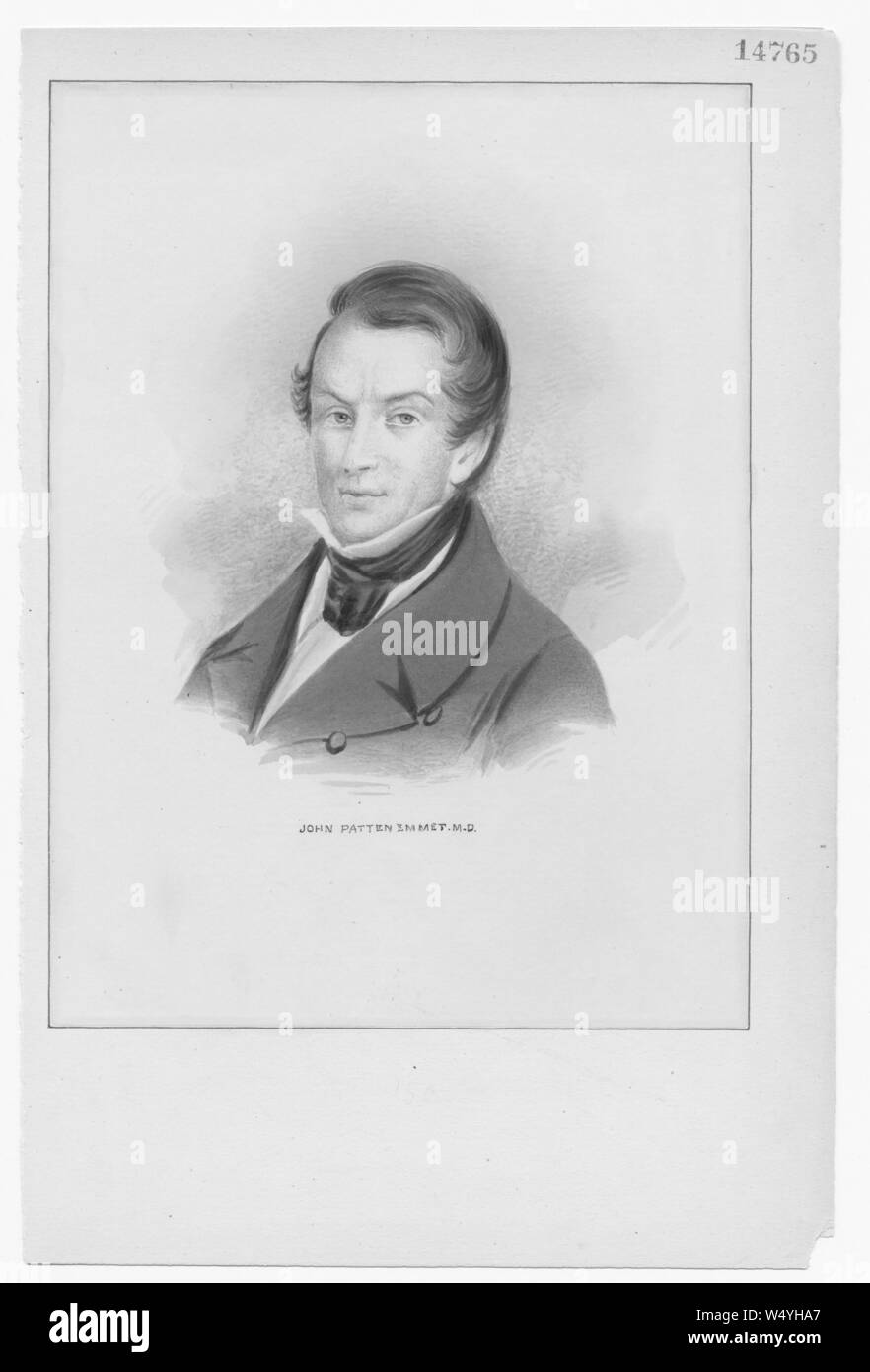 Engraved portrait of John Patten Emmet, an Irish chemistry professor from Dublin, Ireland, 1800. From the New York Public Library. () Stock Photo