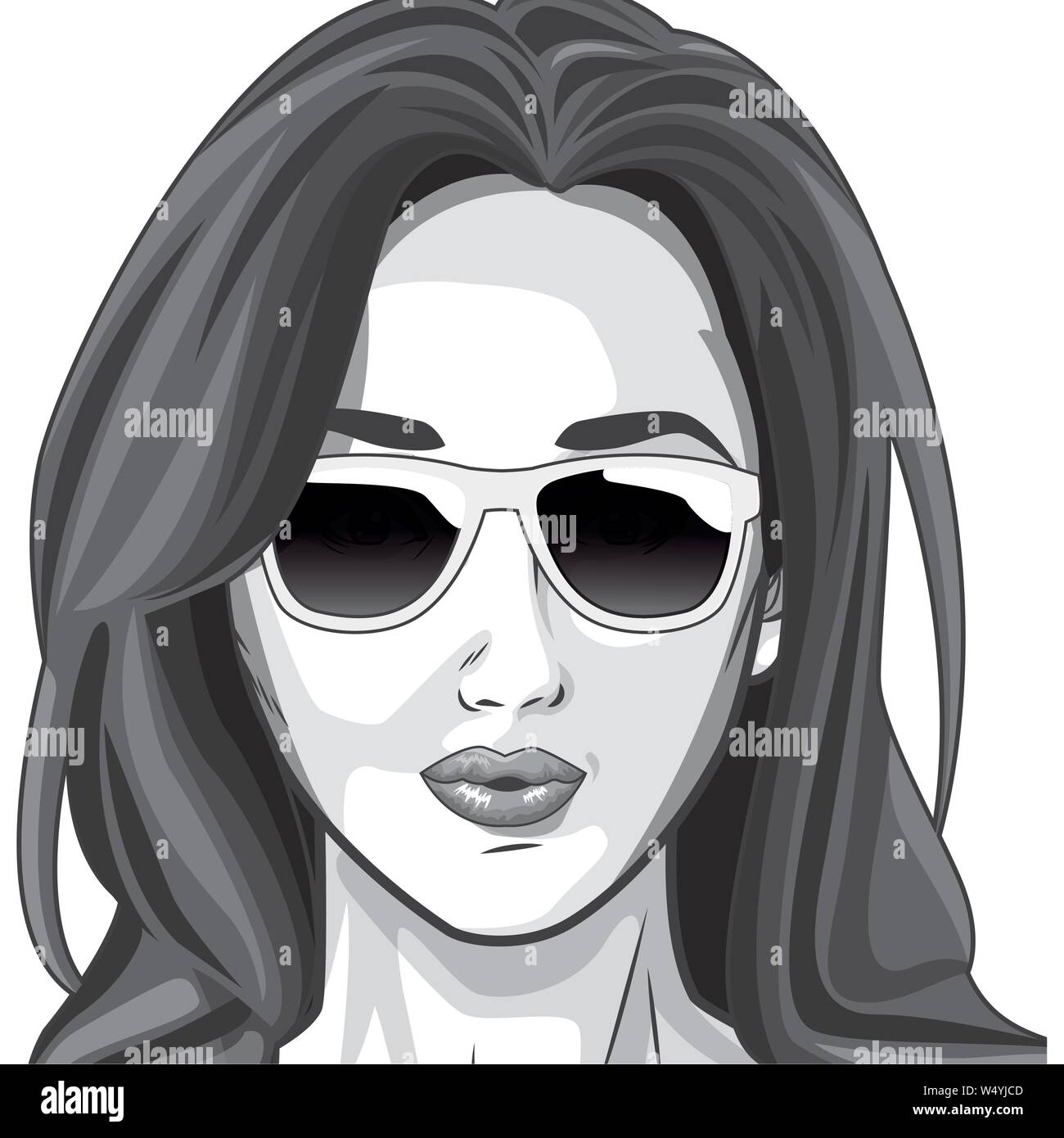 Pop Art Beautiful Woman Face Cartoon In Black And White Stock Vector Image Art Alamy