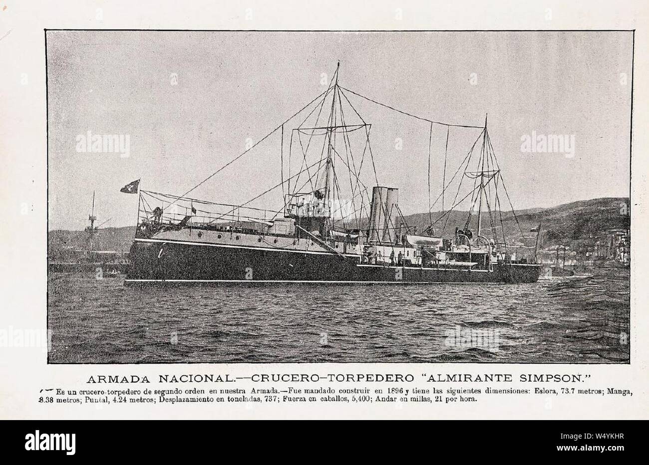 Crucerotorpedero Almirante Simpson Stock Photo Alamy