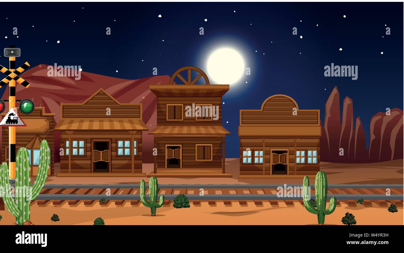 Town in desert scene illustration Stock Vector Image & Art - Alamy