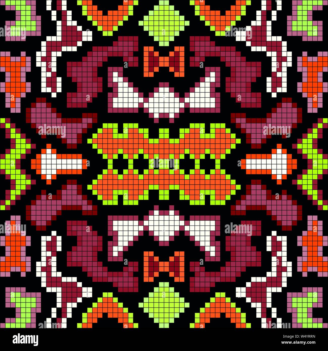 pixels colored geometric seamless pattern vector illustration Stock ...