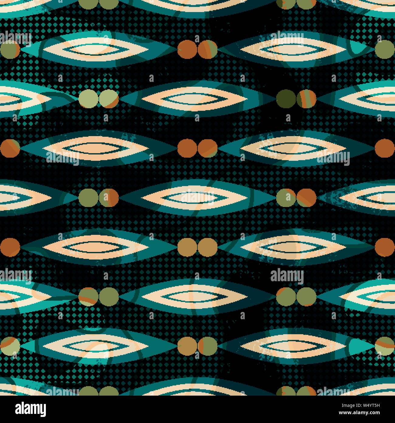 Beautiful abstract geometric elements on a black background seamless pattern vector illustration Stock Vector