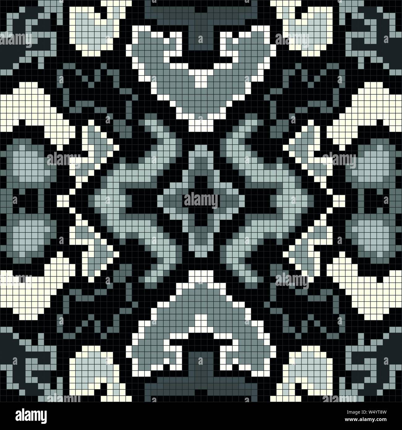 beautiful seamless pattern monochrome pixels vector illustration Stock ...