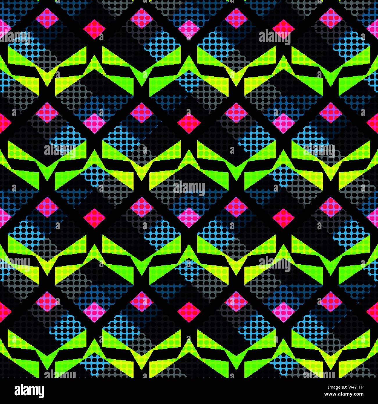 bright psychedelic abstract geometric seamless background Stock Vector
