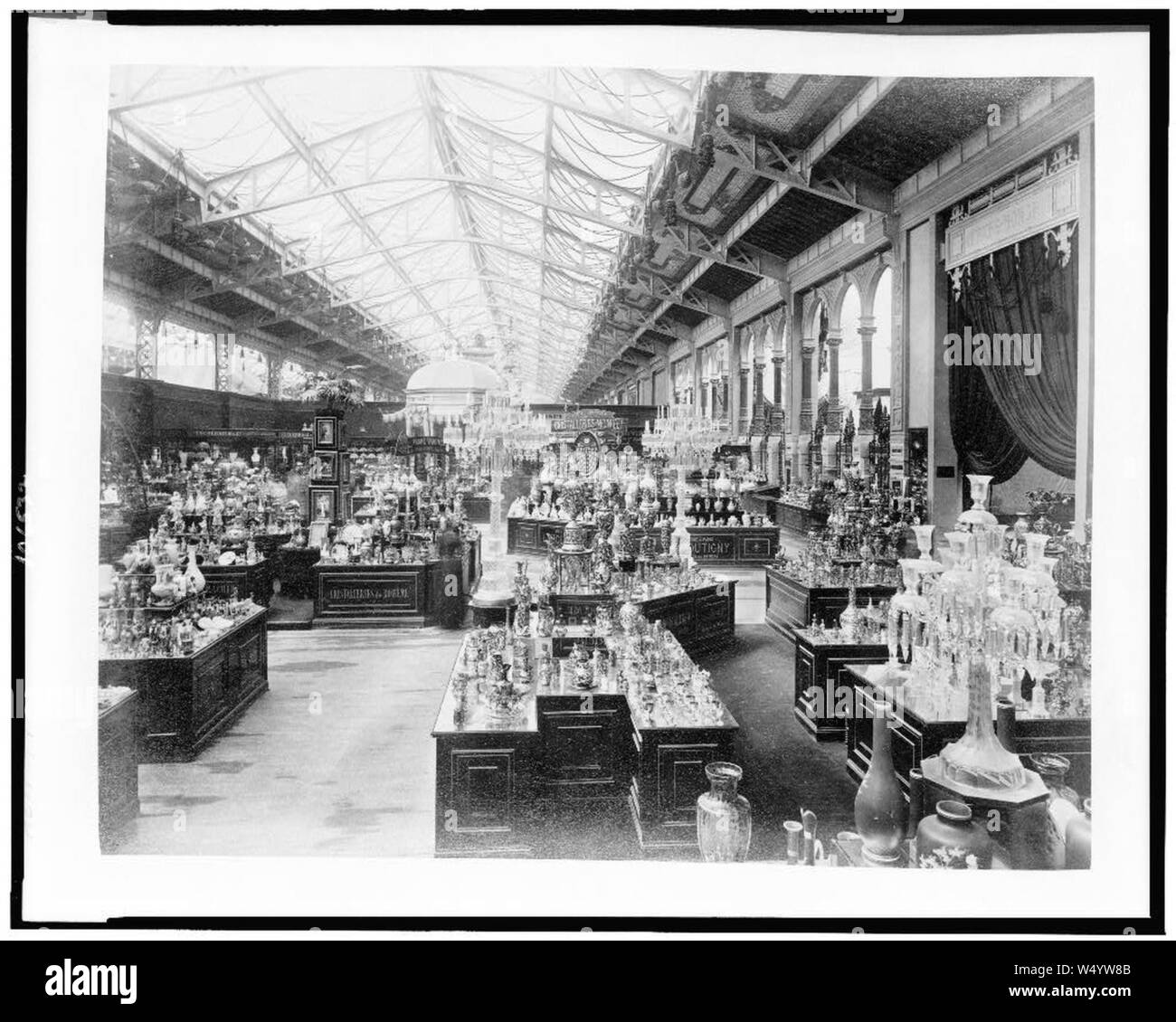 Crystal exhibit in the Palace of Diverse Industries, Paris Exposition, 1889 Stock Photo