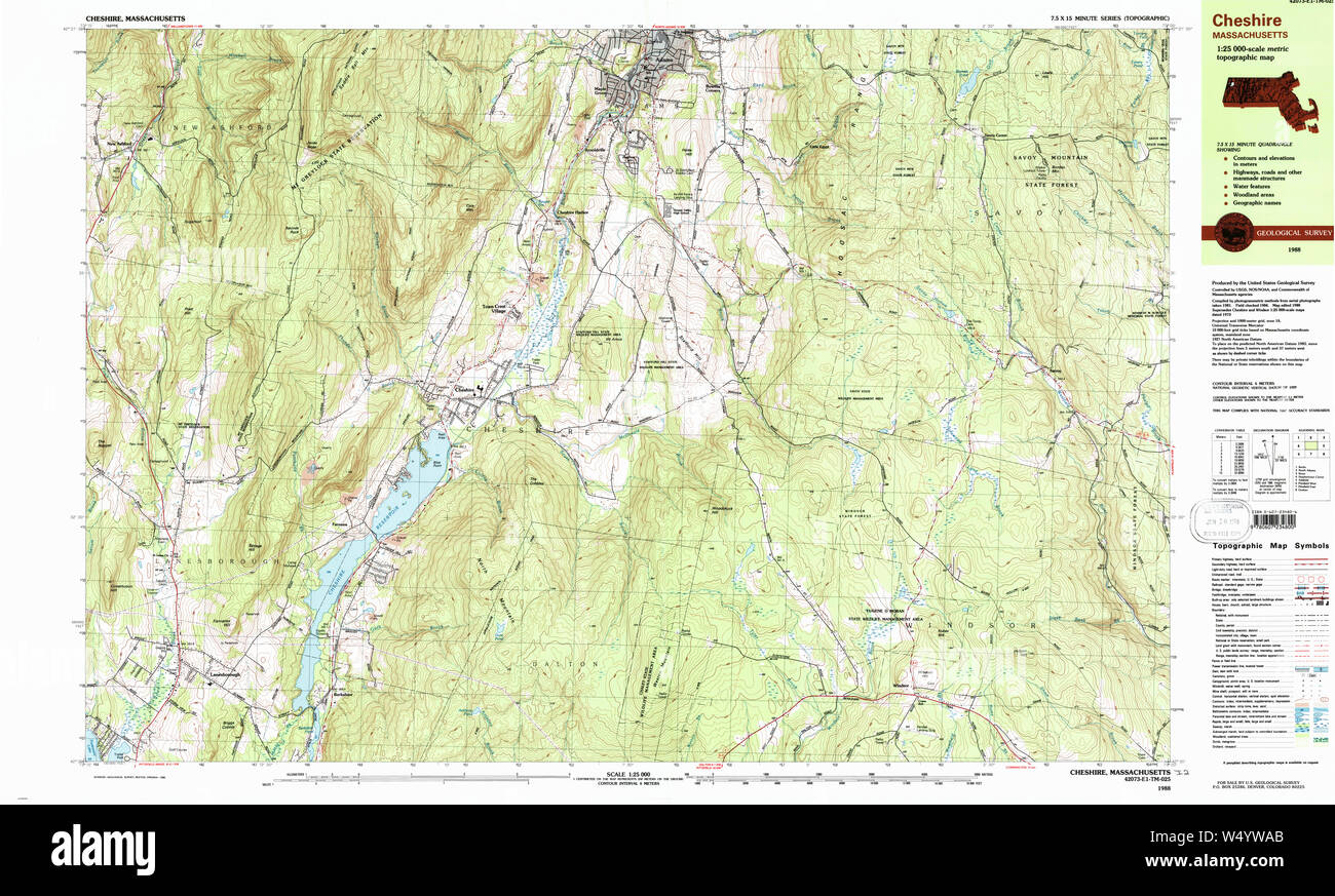 Massachusetts USGS Historical Topo Map MA Cheshire 350891 1988 25000