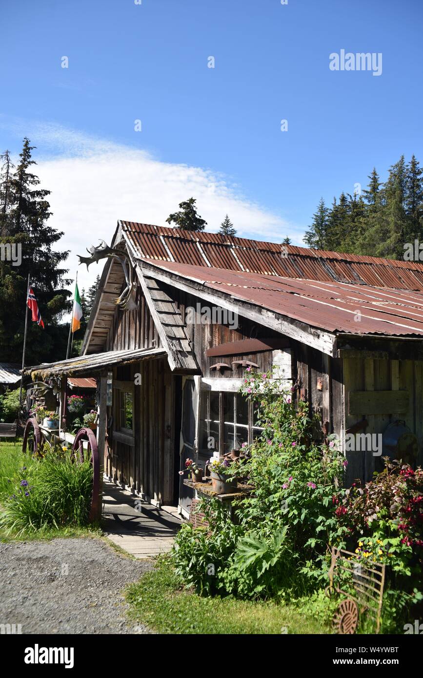 Girdwood, AK., U.S.A. June 21, 2019. Crow Creek hydraulic gold mine est