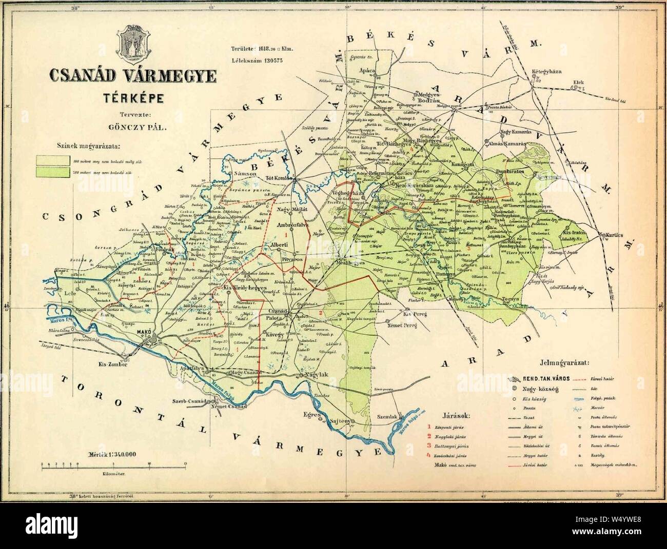 Csanád county map Stock Photo Alamy