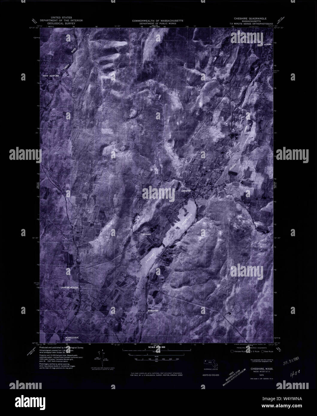 Massachusetts USGS Historical Topo Map MA Cheshire 350895 1975 25000