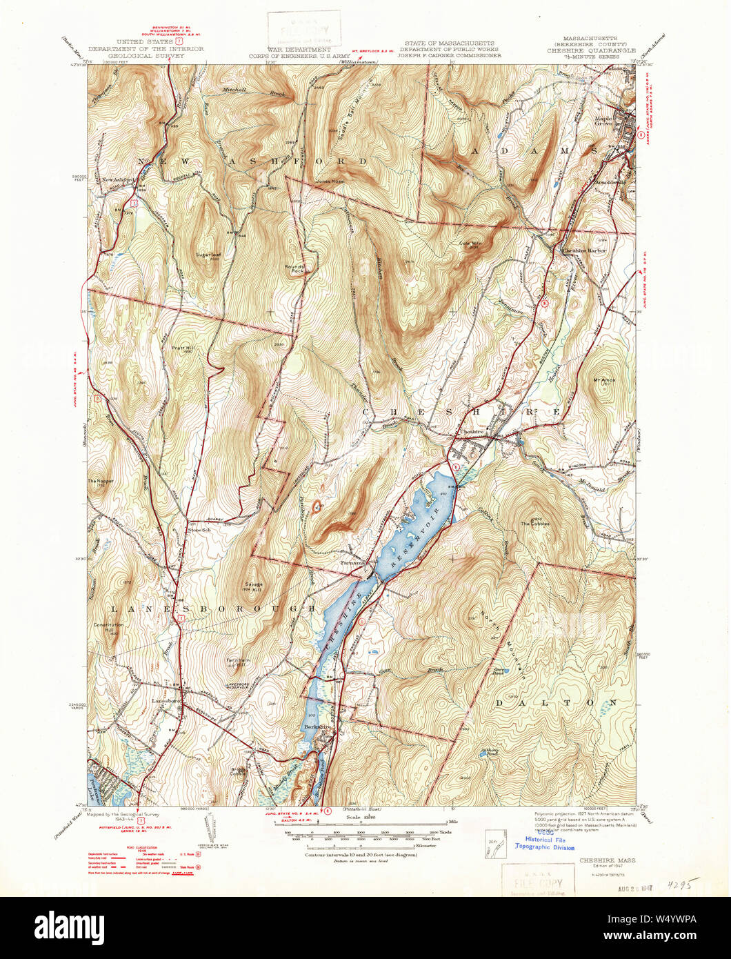 Massachusetts USGS Historical Topo Map MA Cheshire 351596 1947 31680