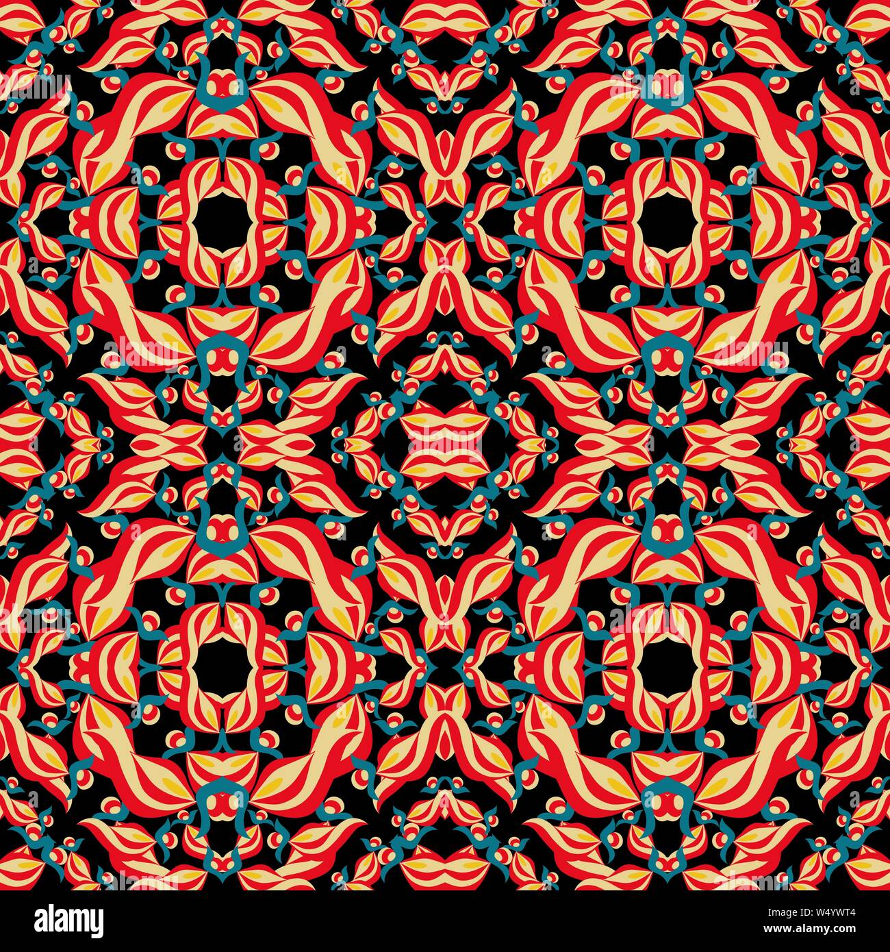 abstract flower petals on a black background seamless pattern vector ...