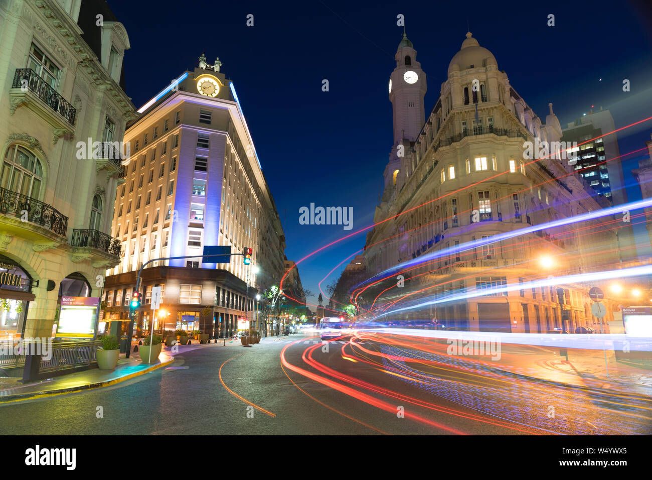 Nighttime scene in the city of Buenos Aires Stock Photo