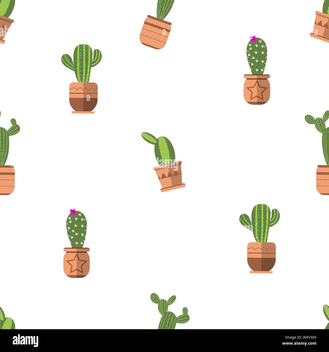 set cactus seamless pattern vector illustration background isolated ...