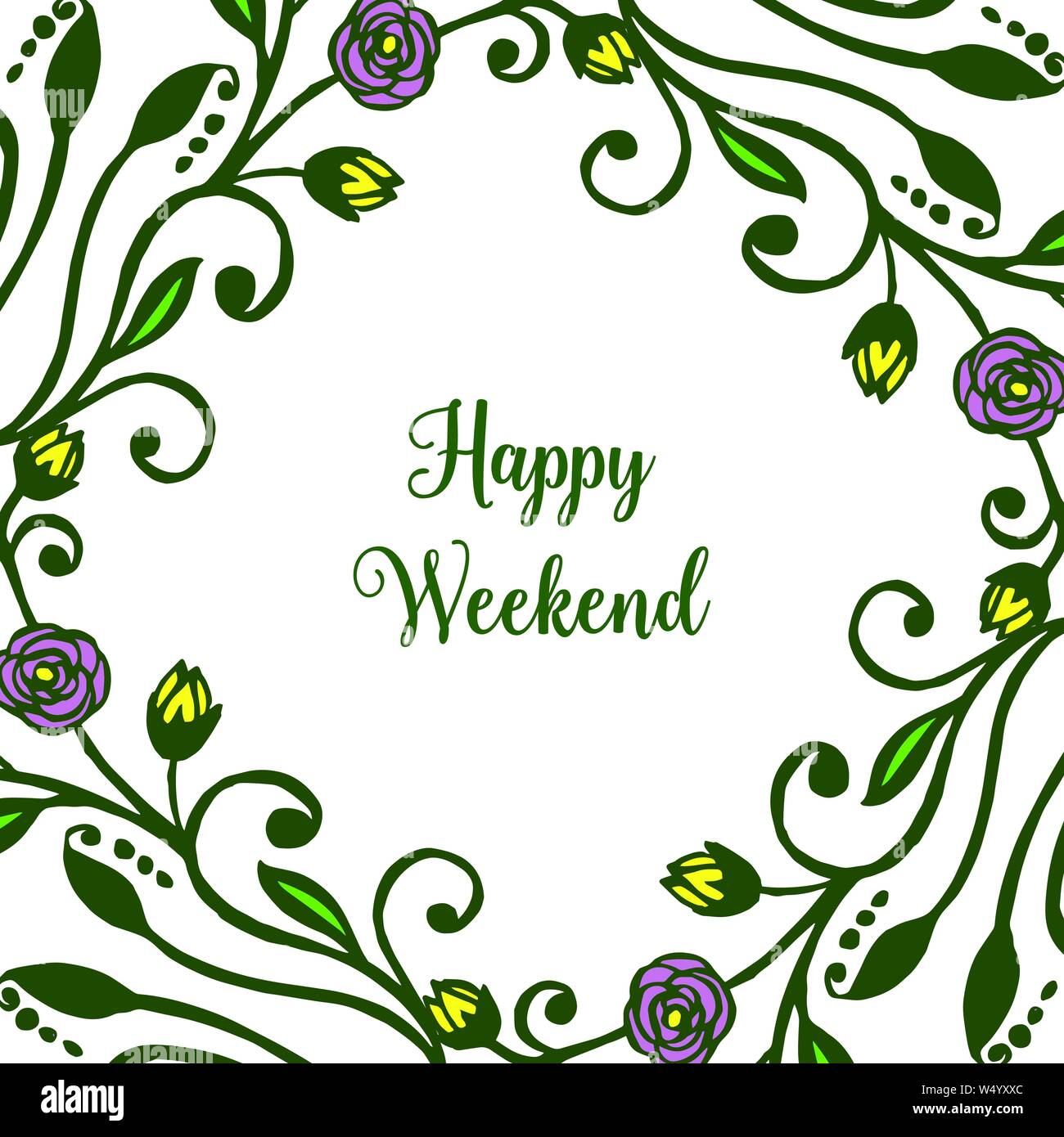 Pattern green leaves and colorful flower frame for decorative of happy ...
