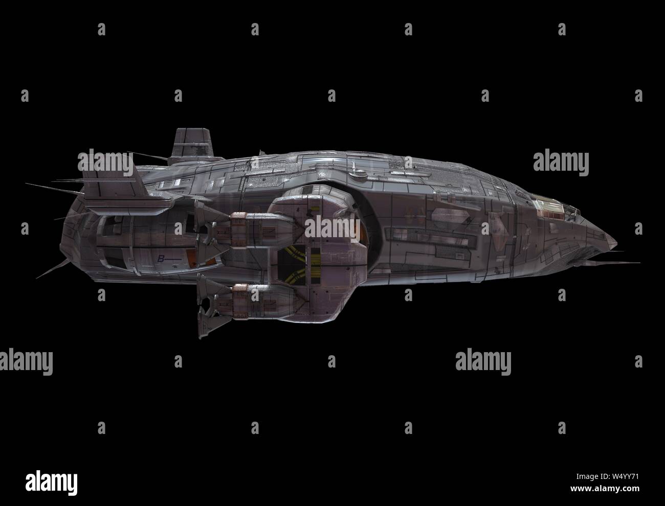 3D illustration Spaceship isolated on a black background Stock Photo ...