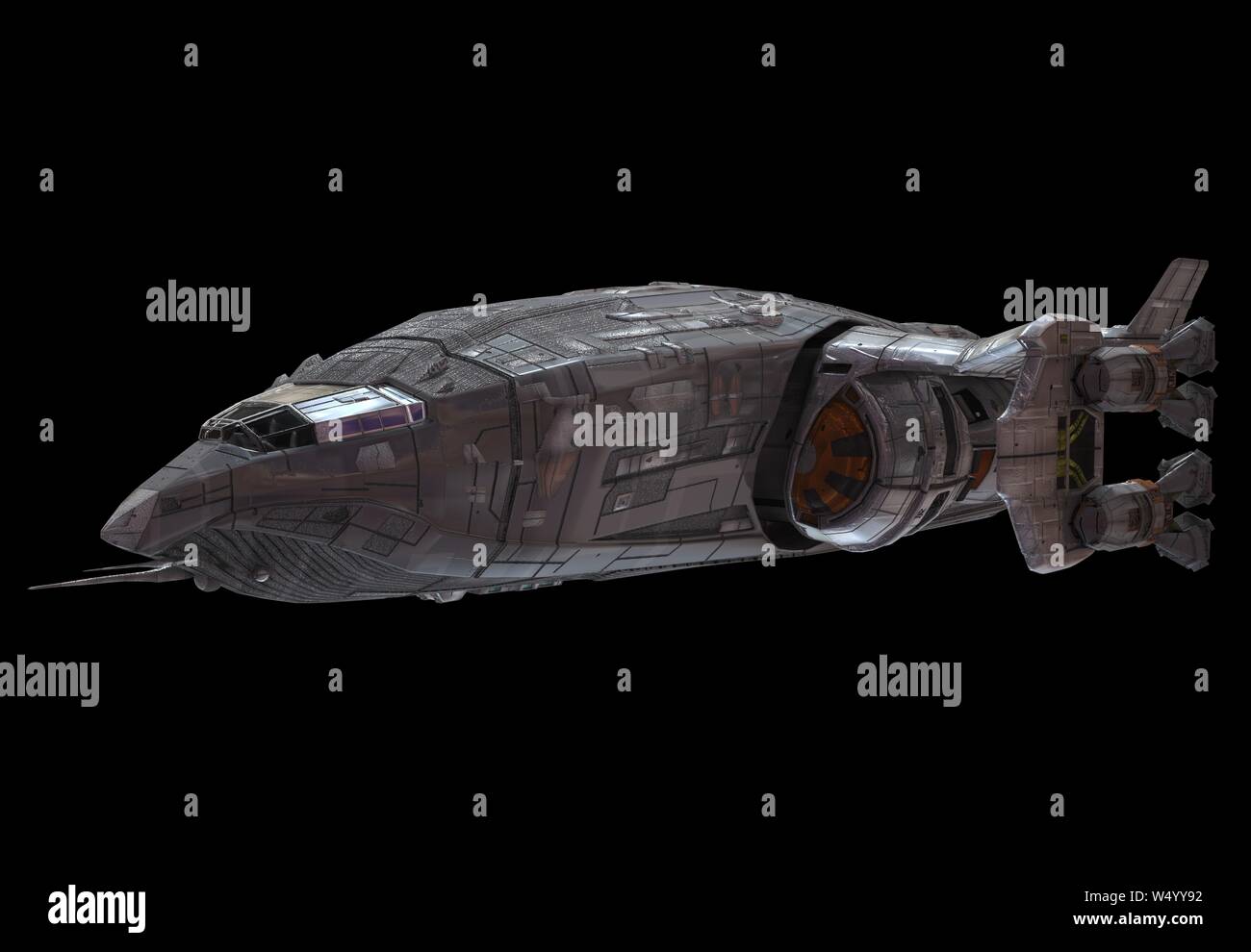 3D illustration Spaceship isolated on a black background Stock Photo ...