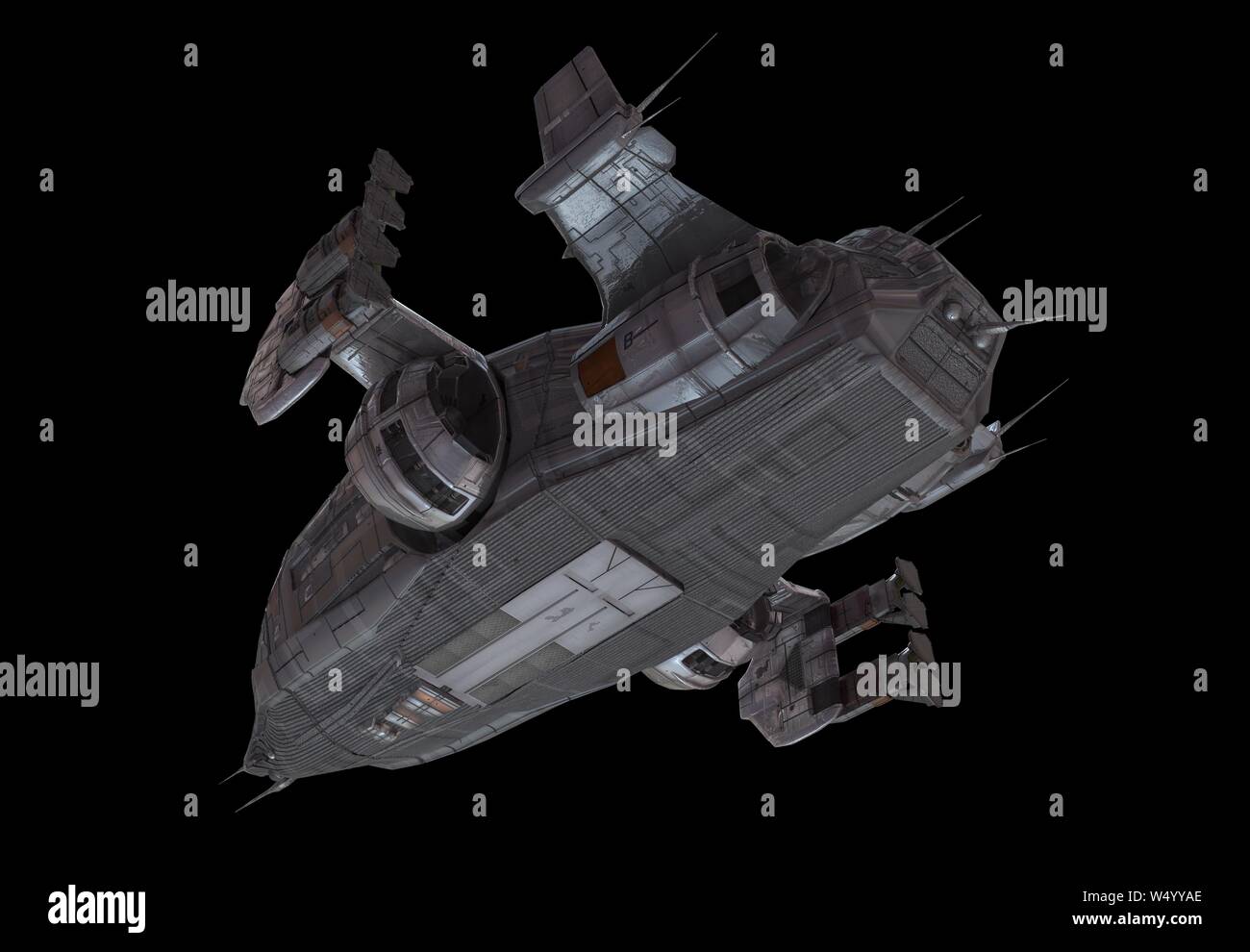 3D illustration Spaceship isolated on a black background Stock Photo ...