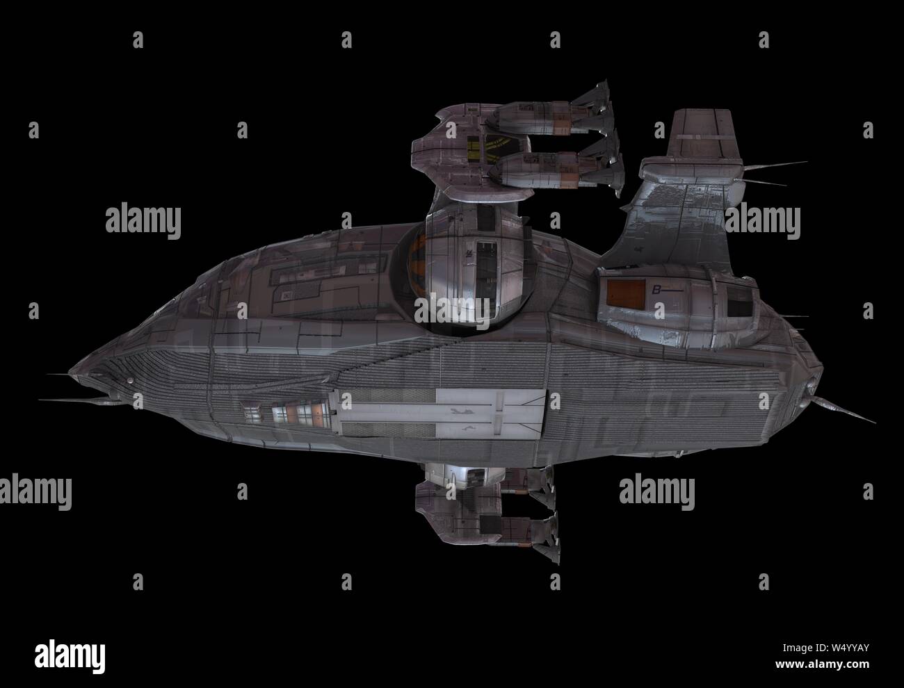 3D illustration Spaceship isolated on a black background Stock Photo ...