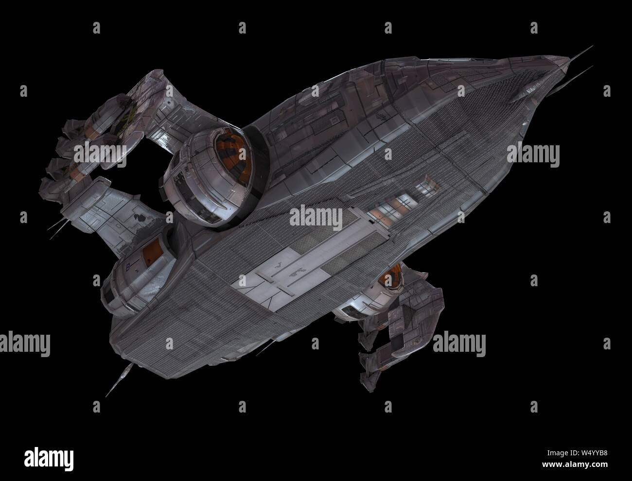 3D illustration Spaceship isolated on a black background Stock Photo ...