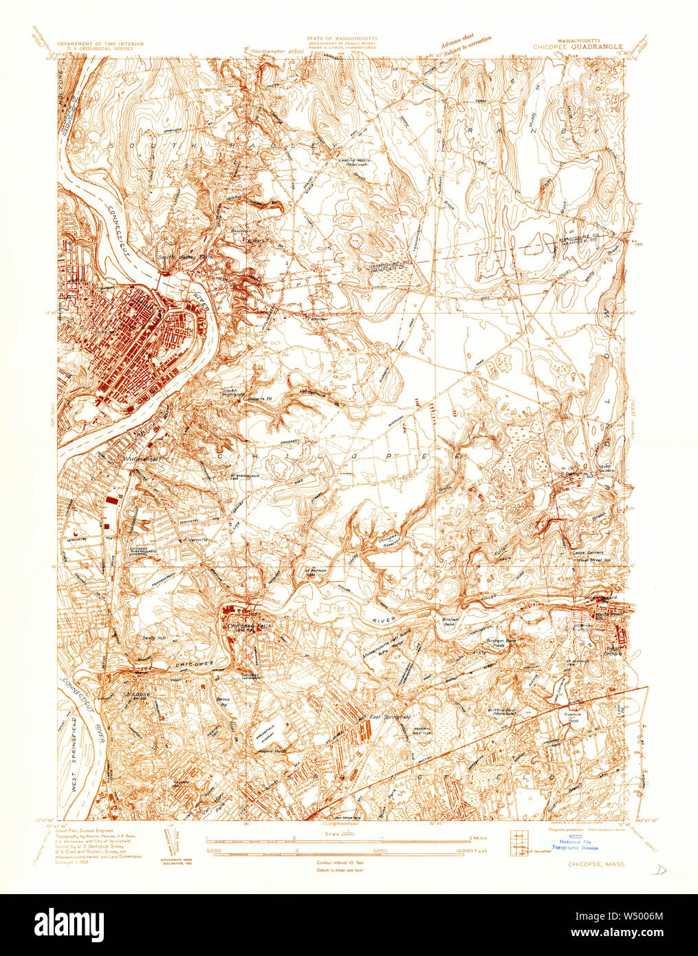 Massachusetts USGS Historical Topo Map MA Chicopee 350060 1933 24000