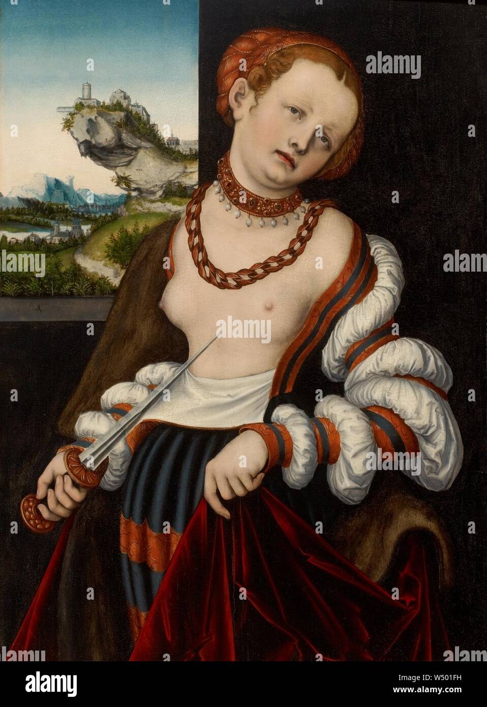Lucas Cranach d.Ä. - Selbstmord der Lukrezia (1529, Houston). Stock Photo