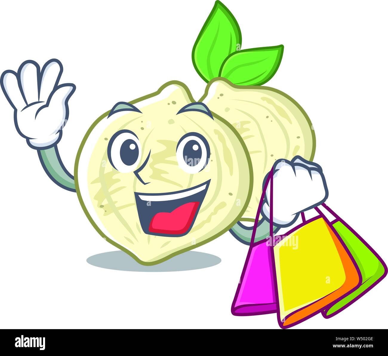 Shopping jicama slices in a cartoon bowl vector illustration Stock
