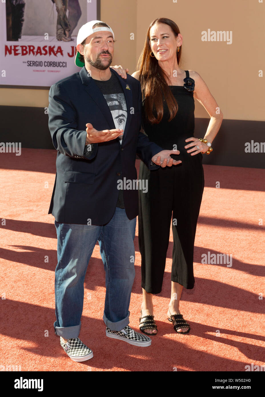 Los Angeles, CA - July 22, 2019: Kevin Smith and Jennifer Schwalbach Smith attend The Los Angeles Premiere Of  'Once Upon a Time in Hollywood' held at Stock Photo