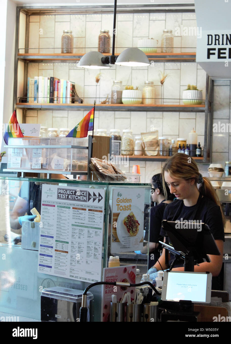 A Barista at a San Francisco juice bar Stock Photo Alamy