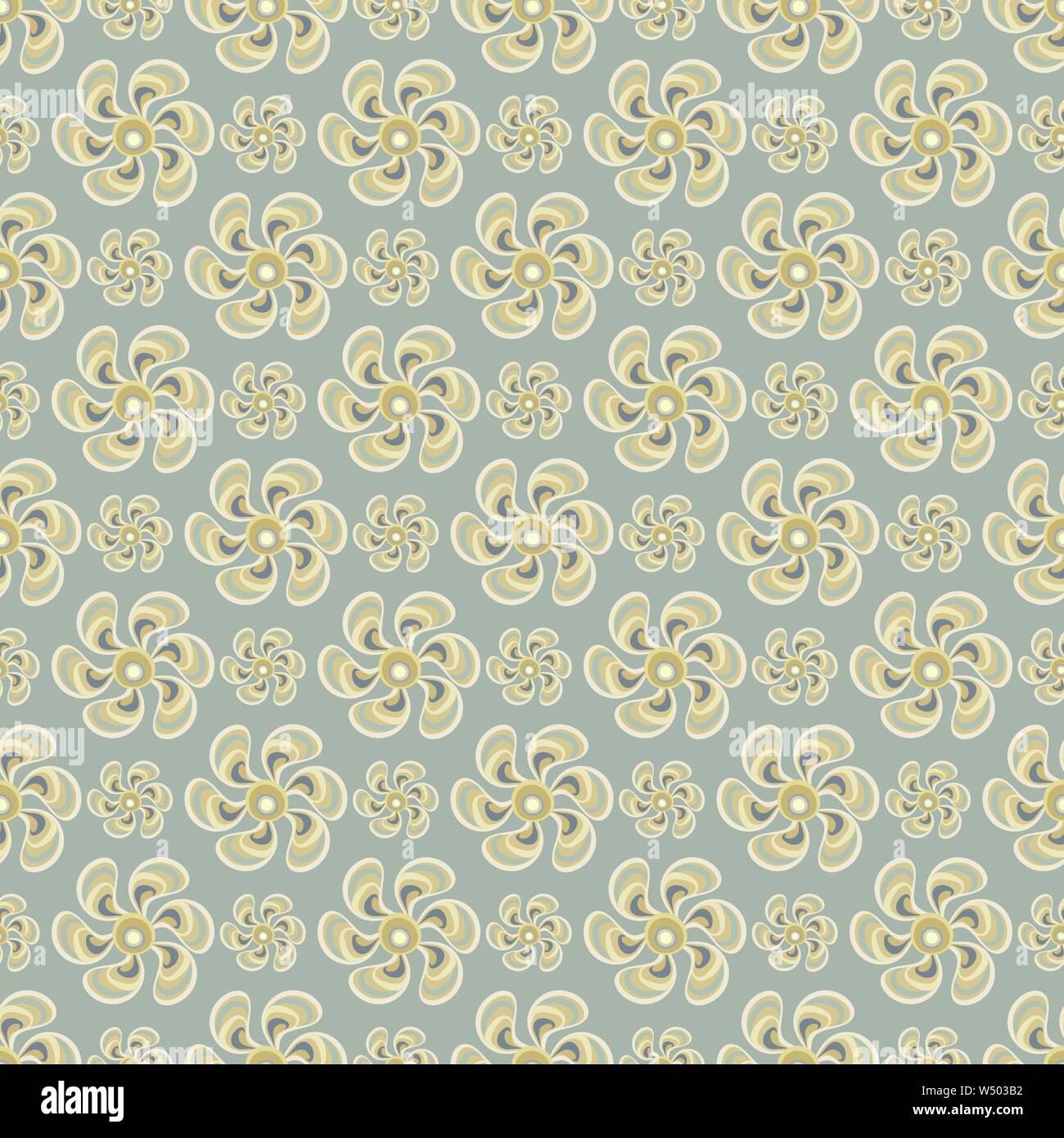 delicate abstract flowers on gray background seamless pattern vector illustration Stock Vector