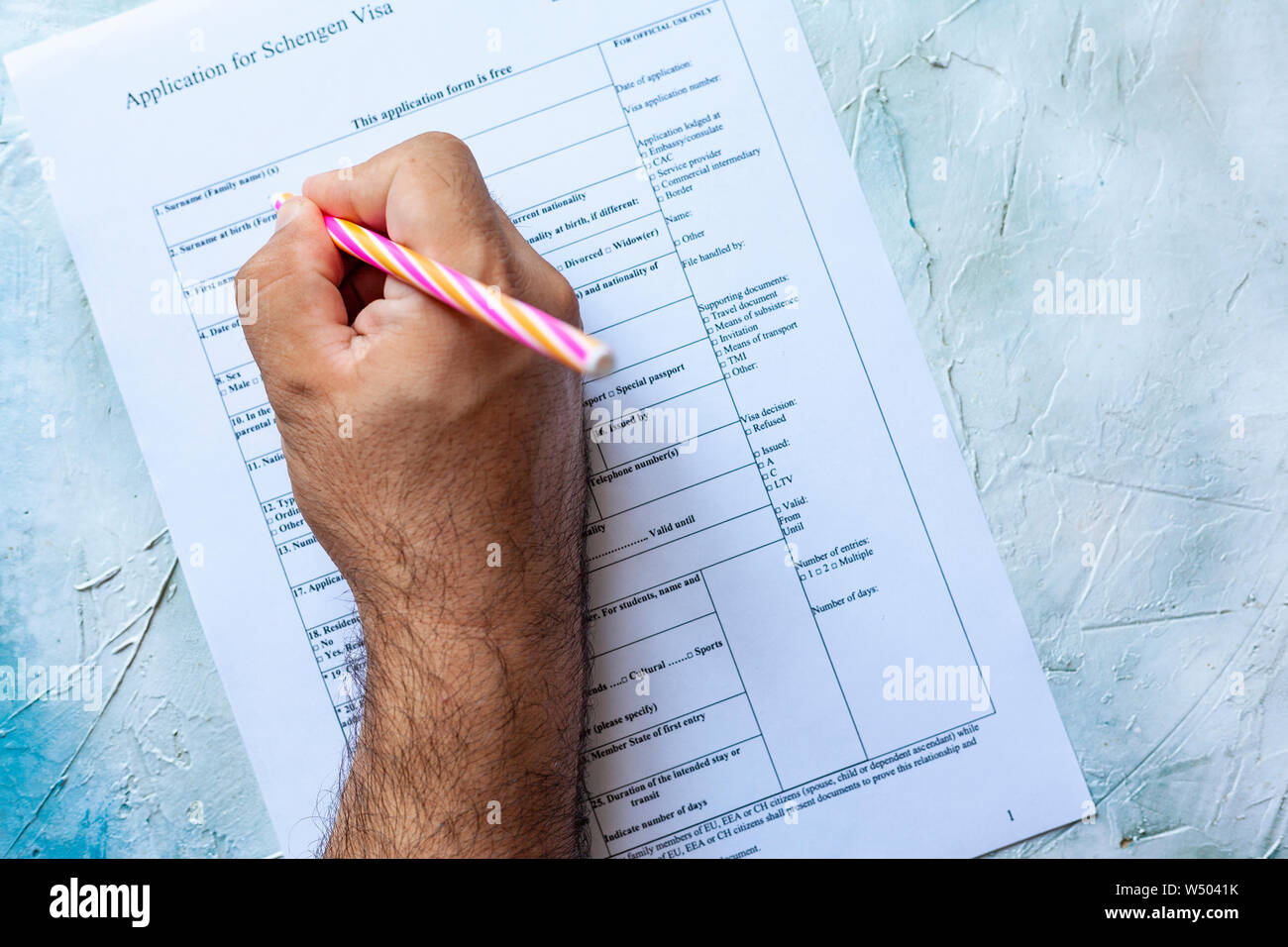 ... Form Visa Schengen The Application from filling the person