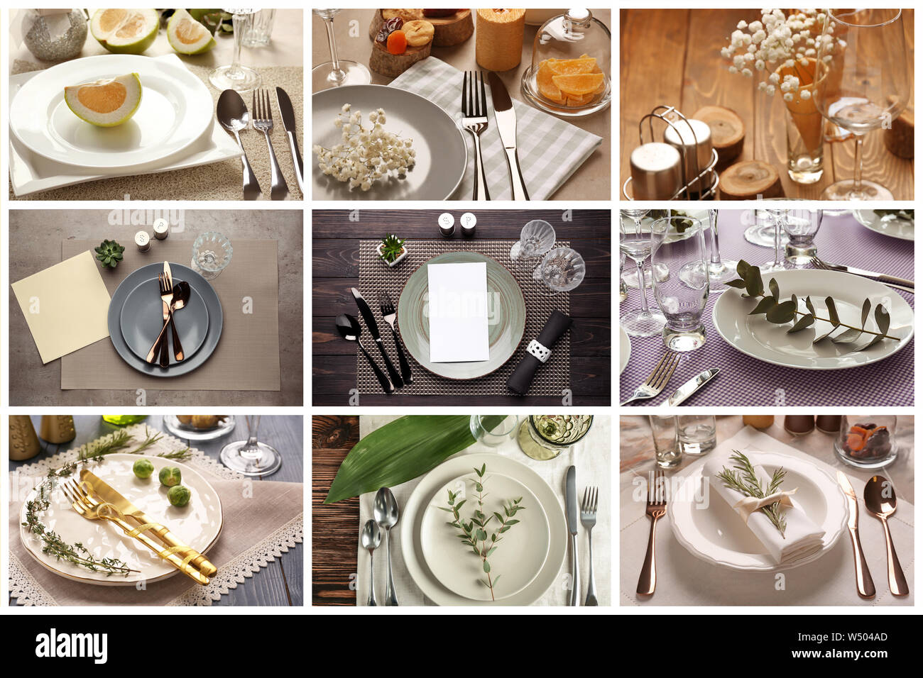 Set of beautiful table setting Stock Photo - Alamy
