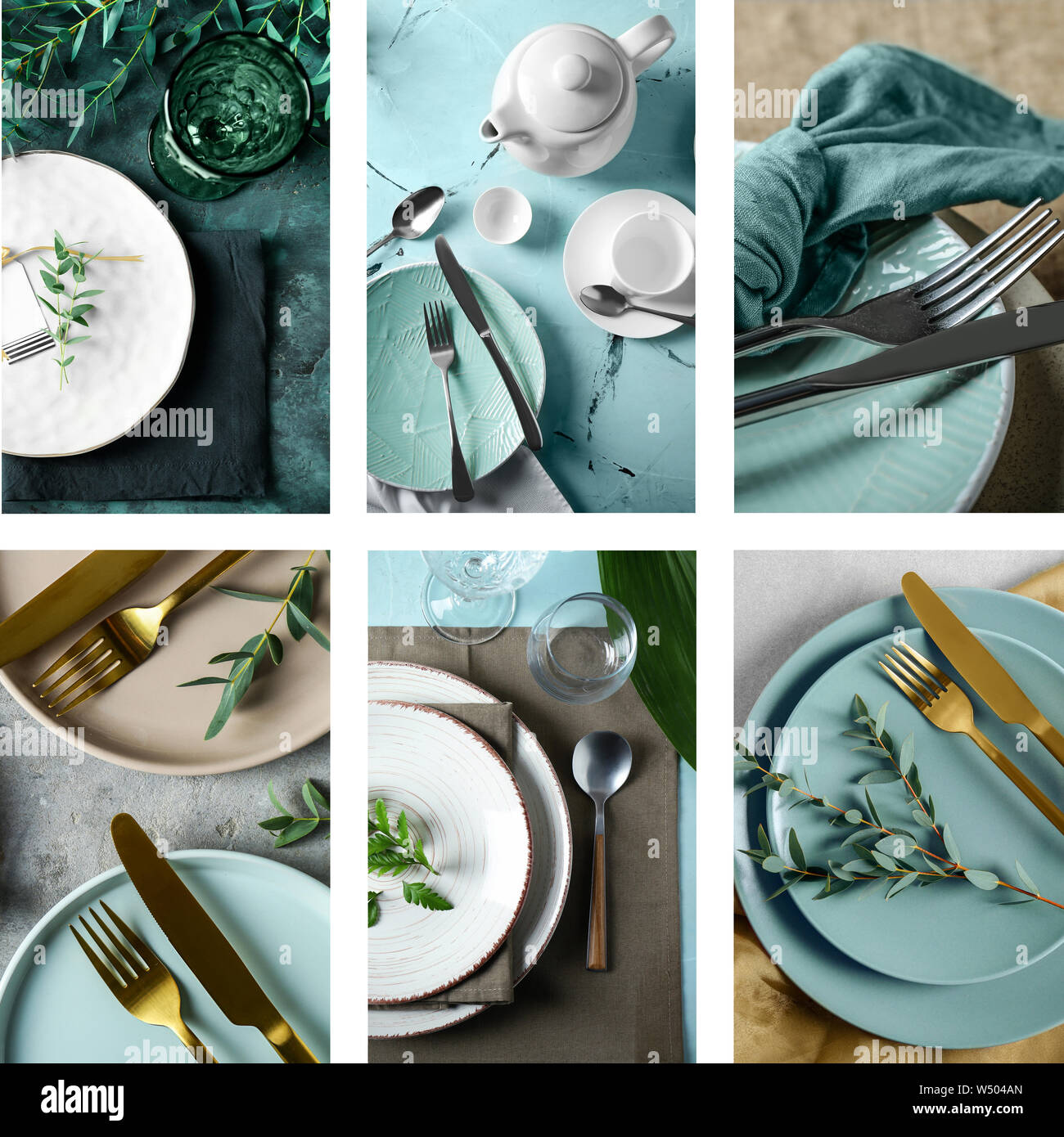 Set of beautiful table setting Stock Photo Alamy